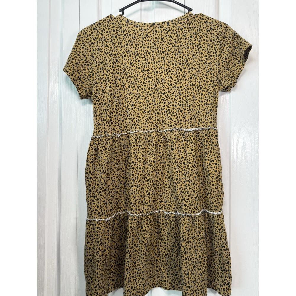 Old Navy Girls Dress Large 10-12 Leopard Print Short Sleeve Tiered Casual - Picture 2 of 5